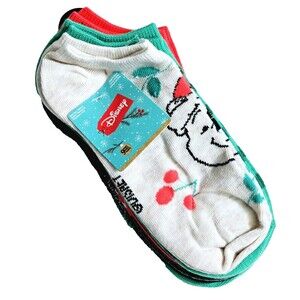 DISNEY Winnie The Pooh & Friends Christmas Womens 9 Pairs No Show Anklet Socks